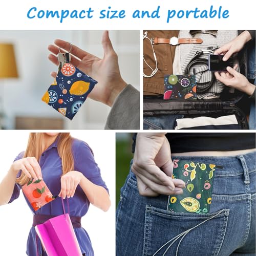 Foldable Reusable Shopping Bags with Fruit Patterns - Travel & Grocery Totes, Pack of 4