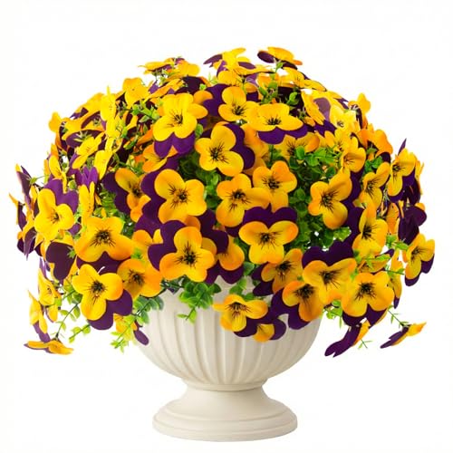 16pcs Artificial Pansy Flowers - UV Resistant Faux Silk Decor