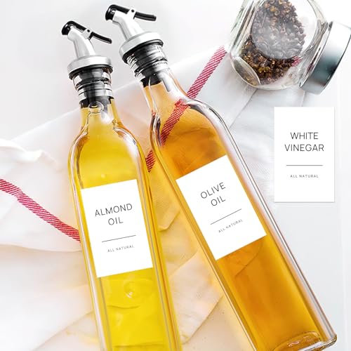 50 Oil and Vinegar Labels for Bottles - Waterproof Kitchen Stickers