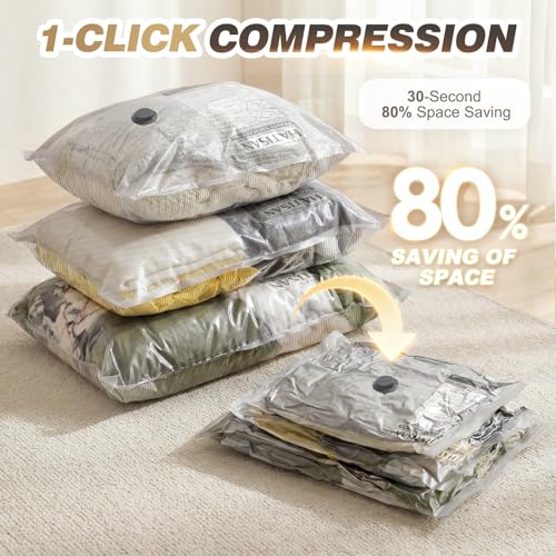 Hatisan Vacuum Seal Bags for Clothing with Electric Pump, 14pcs Checkered