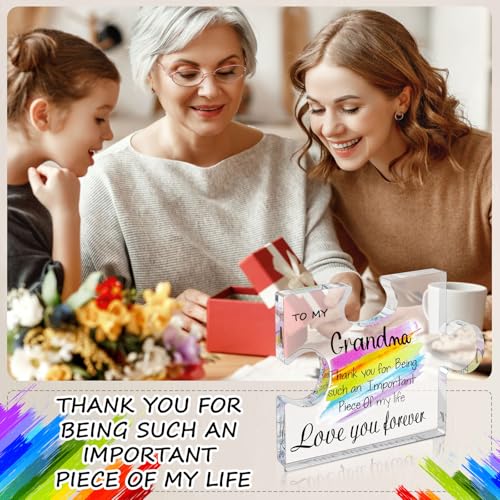 Personalized Engraved Acrylic Photo Puzzle Block for Grandma