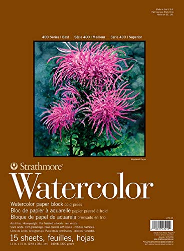 Strathmore 400 Series Watercolor Block, Cold Press, 11" x 15", 15 Sheets