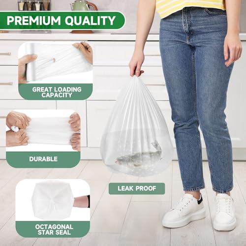 Chenyucheng 2 Gallon Biodegradable Trash Bags, White Compostable Liners - 100 Ct