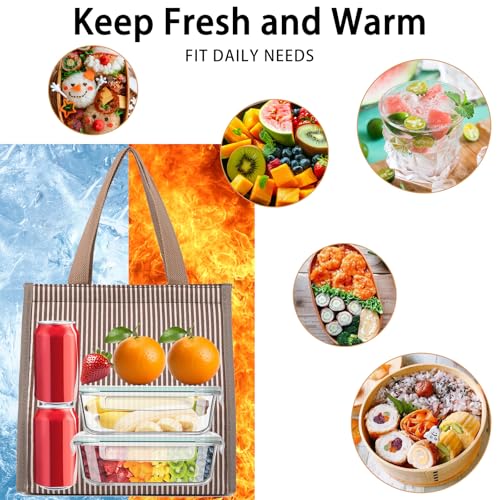 Insulated Lunch Bag for Work - Waterproof Pink & White Tote