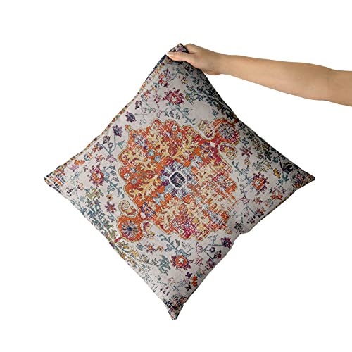 Kawani Boho Carpet Throw Pillow Covers, 18x18 Vintage Ethnic Set of 2