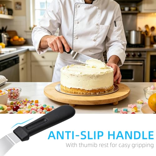 Stainless Steel Cake Decorating Spatula Set 6-10 inch Baking Tools with Anti-Slip Handles