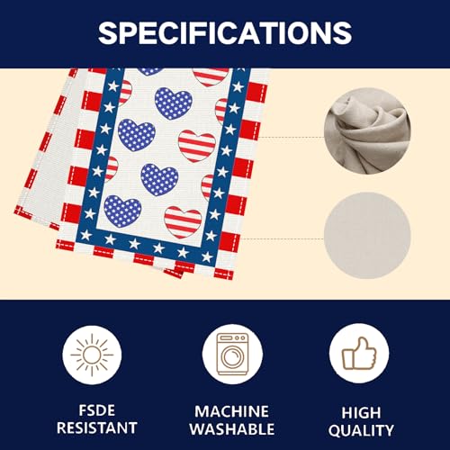 4th of July Table Runner - Patriotic Memorial Day Decor, 13x72 inches