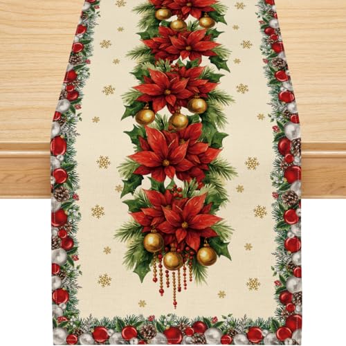 Christmas Table Runner 13x48 Inch Holiday Decor for Festive Dining