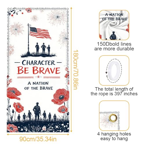 Patriotic Soldier Door Banner for Independence Day - 35.4 x 71 Inch
