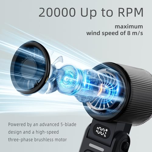duludulu Portable Handheld Turbo Fan, 5-Speed Foldable Mini Fan - Black