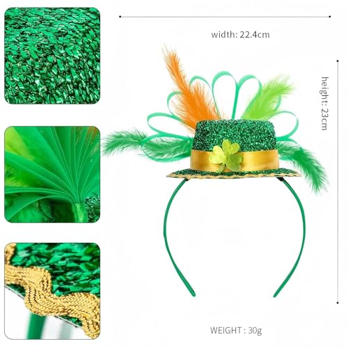 Green Top Hat Headband St. Patrick's Day Mini Irish Hat Costume Accessory