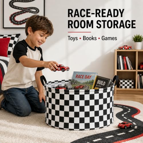 MAIZMZ Checkered Extra Large 80L Kids Laundry Basket Waterproof Collapsible Toy Organizer