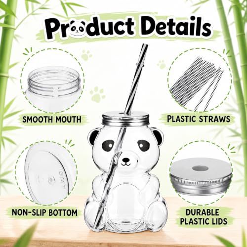 Kids Panda Drink Bottles with Straw - Christmas 20 Pack