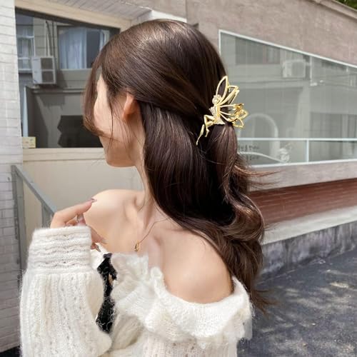 Gold Elf Hair Claw Clip Metal Rhinestone Fairy Hair Barrettes
