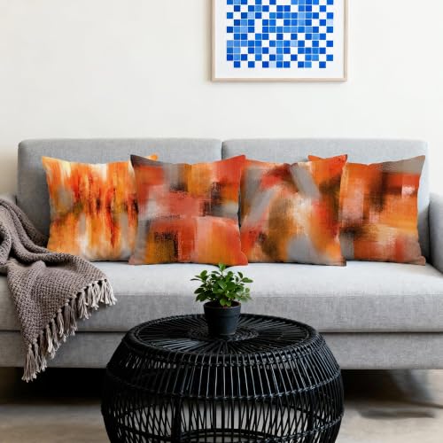 Hexagram 18x18 Burnt Orange Throw Pillow Covers (Set of 4)