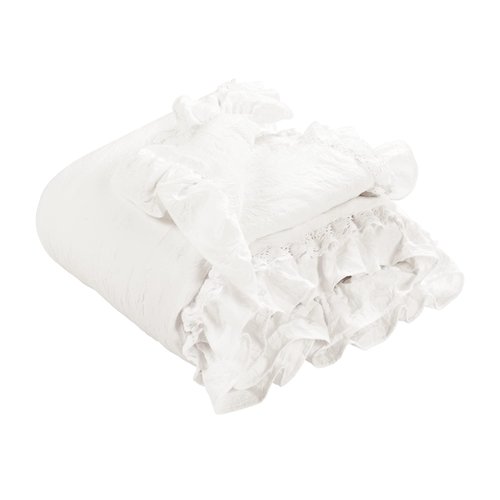 Lush Decor Ella Ruffle Lace Throw Blanket, 50" W x 60" L, White - Coquette Throw Blankets for Bed - Couch Blanket - Ruffled Throw Blanket for Couch