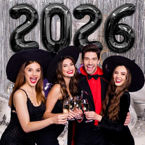 40 Inch Black 2026 Balloons for New Year & Graduation Decor