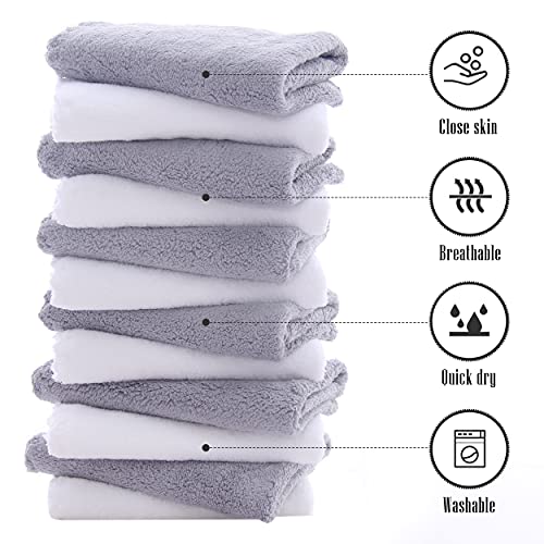 TENSTARS 12 Pack Ultra Soft Microfiber Washcloths - Quick Drying & Highly Absorbent