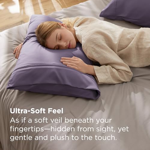 Bedsure King Size Pillow Cases Set of 2 - Grayish Purple 20x36