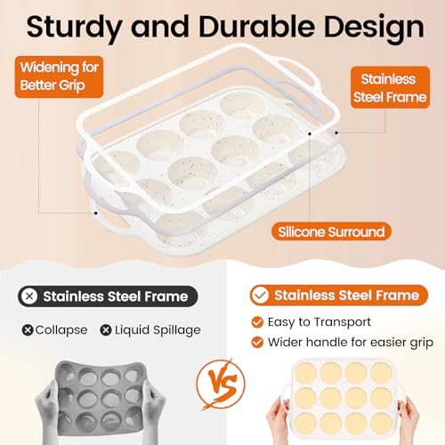 Fimary Silicone Muffin Pan - Nonstick 12-Cup Baking Mold