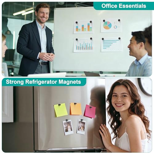 Tiergrade Black Push Pin Magnets - 20 Pack Multi-Use for Fridge & Whiteboard