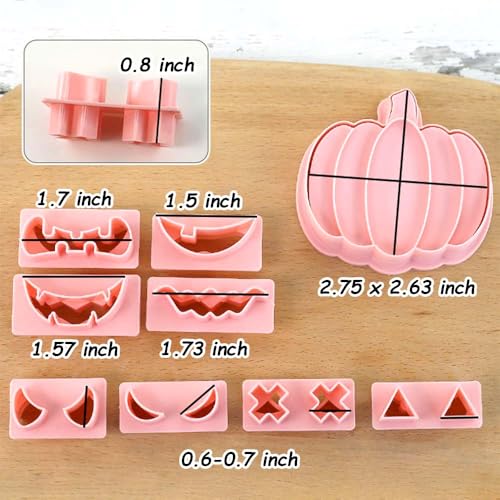 Lutoku Mini Pumpkin Cookie Cutter Set - 3D Halloween Raised Design Stamps