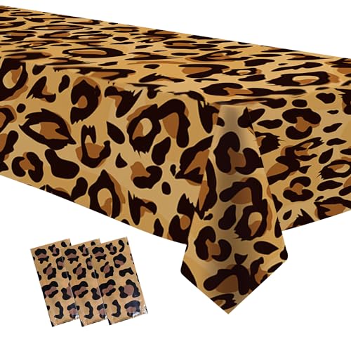 Leopard Print Tablecloths - 3 Pack Disposable Party Covers 54x108in