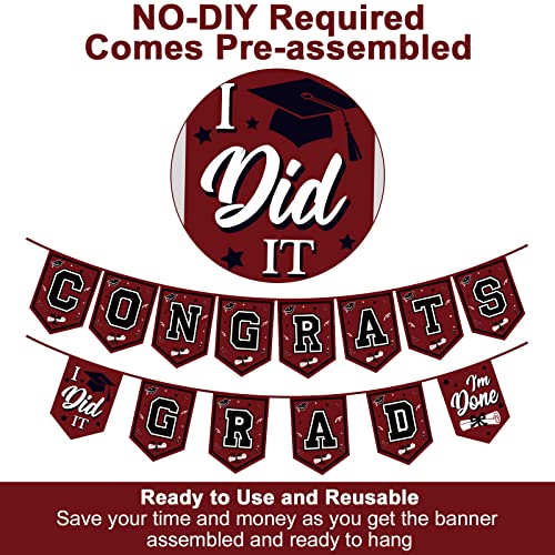 2026 Maroon Graduation Banner - Pre-Assembled Decor for Parties