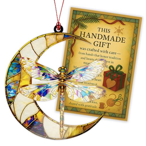 Dragonfly Moon Ornament - Elegant Suncatcher Gift for Women