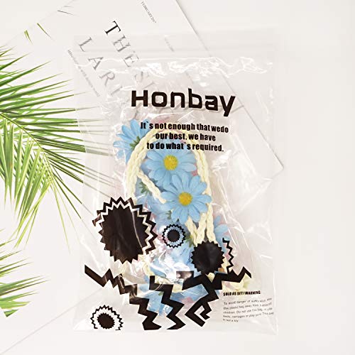Honbay 2PCS Floral Daisy Flower Crown Hair Wreath Headband Pink and Blue