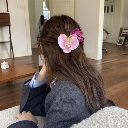 5Pcs Artificial Orchid Hair Clips Silk Phalaenopsis Barrettes