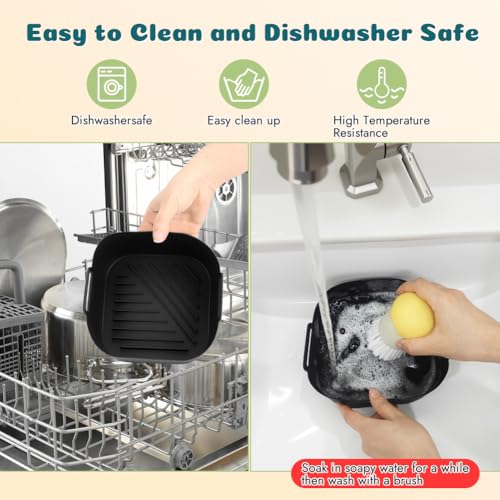 BYKITCHEN 5.5-inch Small Silicone Air Fryer Liners (2-Pack) for 1.5-3 QT