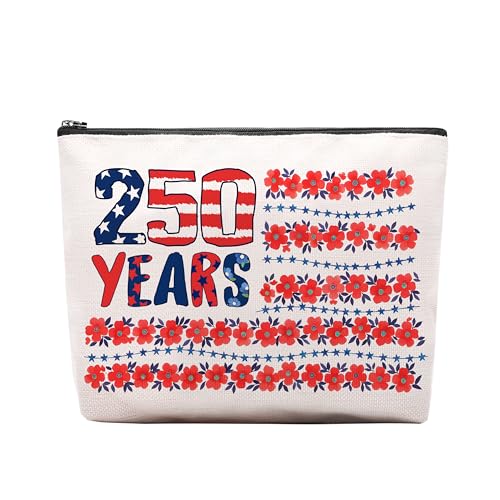 American 250th Anniversary Patriotic Canvas Makeup Bag & Travel Toiletry Pouch