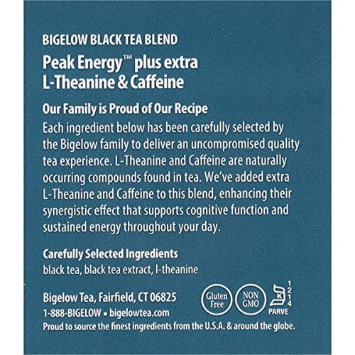 Bigelow Peak Energy Black Tea with L-Theanine & Caffeine, 108 Bags (6 Pack)