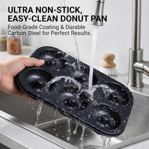 YOVLOSIN 2 Pack Nonstick Donut Baking Pans - 6 Cup, Black