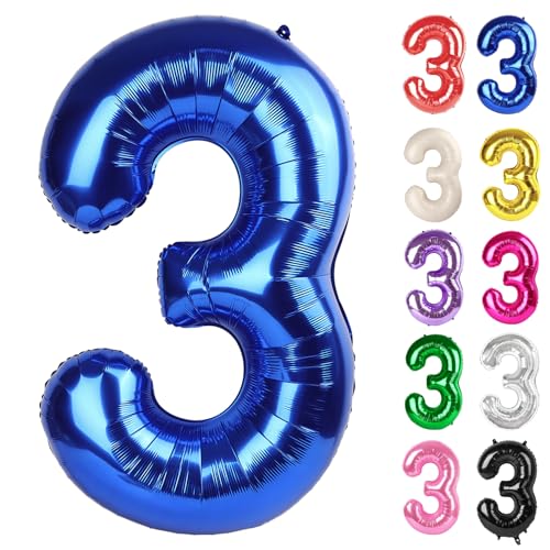 40-Inch Blue Number 3 Balloon - Jumbo Birthday Decoration
