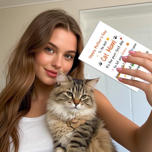 Cat Mom Mother's Day Card - Cute Greeting Card with Envelope