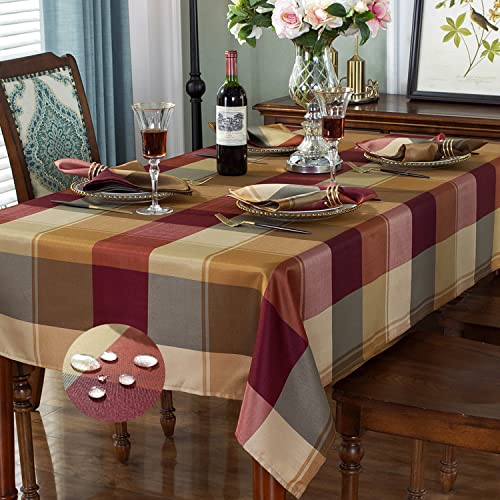 Rectangular Tablecloth 52 x 70 Inch - Red Checkered Fabric, Heavy Duty