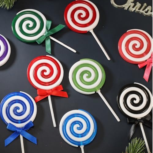 Pink Christmas Candy Cane Decorations - 12 Pack Plastic Hanging Ornaments
