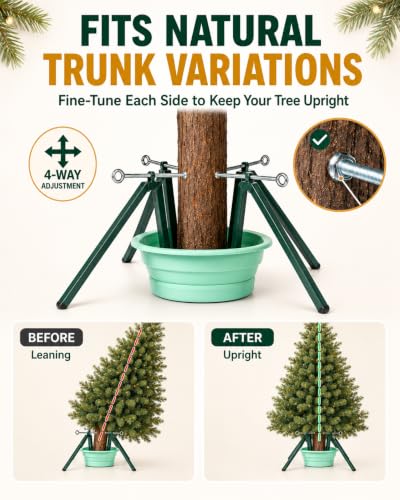 Christmas Tree Stand for Real Trees 4-Leg Steel Base 2.1 Gallon Basin