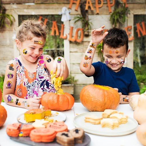 CAVALATAT 50 PCS Halloween Temporary Tattoos for Kids Party Favors