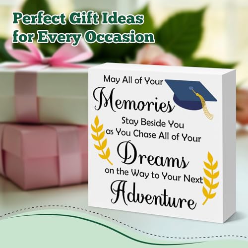 Inspirational Graduation Wooden Box Sign Keepsake for College High School