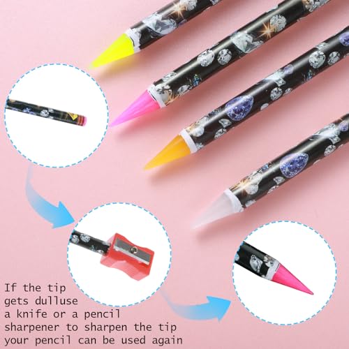 Prasacco 4 Pcs Rhinestone Picker Wax Pencil Set with Sharpener for Nail Art