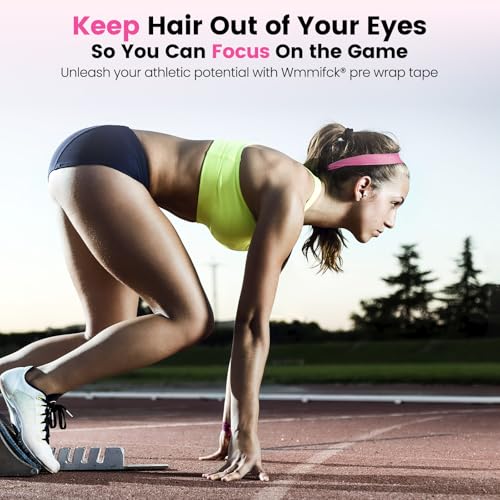 3rd Gen Hot Pink Pre Wrap Athletic, 4 Pack Prewrap Athletic Tape for Hair Soccer, Sports Pre-Wrap Headbands Foam Underwrap Bandage