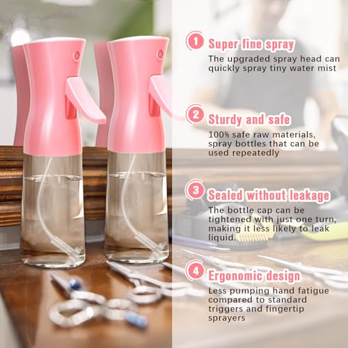 Continuous Fine Mist Spray Bottle for Hair Styling and Plant Care 6.8oz