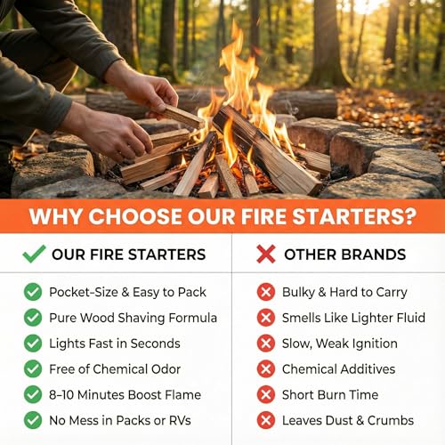 Avger 30 PCS Natural Fire Starters for Grill, Fireplace, Campfire, Easy Light, Fast Ignition