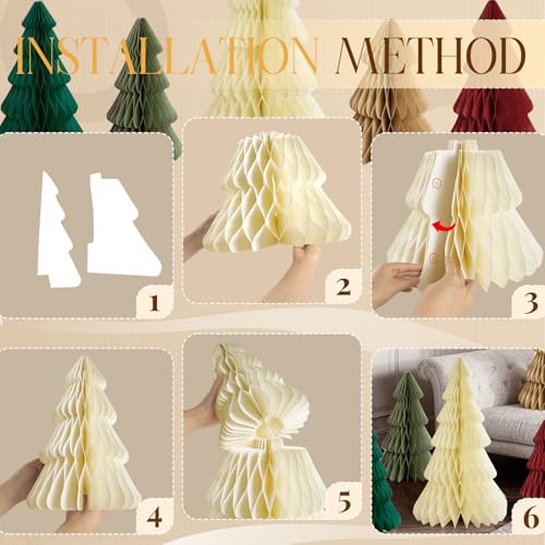XL Christmas Honeycomb Paper Tree Set - Colorful 14-24 Inch Holiday Decor