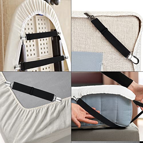 Korlon Adjustable Bed Sheet Straps - 4 Pack Heavy Duty Fitted Sheet Clips