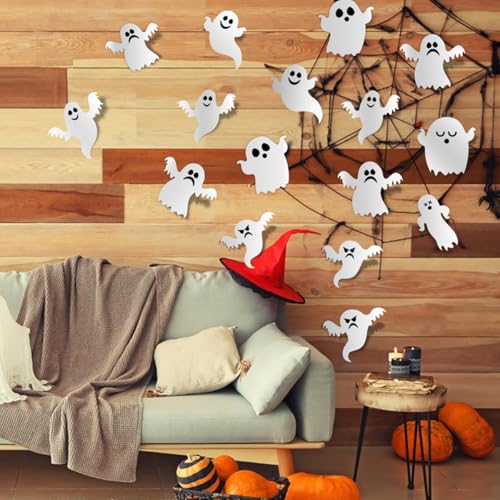 24pcs 3D Ghost Wall Stickers - Reusable Halloween Decor