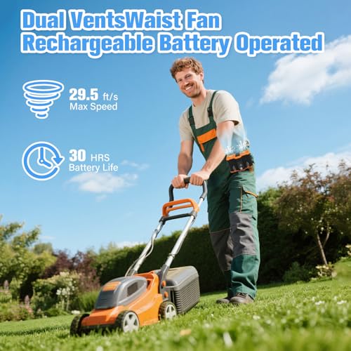 Koucen 12000mAh Portable Waist Fan with Flashlight & Power Bank